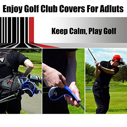 Aree Golf Club Covers,Neoprene Zippered Headcover For Golf Club Iron Head Covers Set For All Standard Clubs 10 PCS