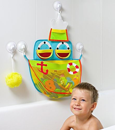 Ship Shape Bath Toy Organizer - Bath Toy Storage for Kids, Toddlers and Infants (Boys &amp; Girls): Biggest Bath Toy Net for Baby Bath Toys by MotherStar