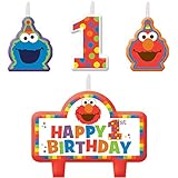 Elmo 1st Birthday Candles 4 count Supplies Elmo Sesame Street Fun to be One!