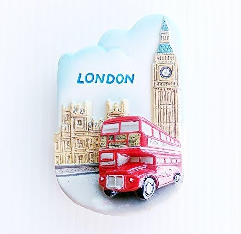 Magnetic Memo Holder Magnet 3D Resin Collectibles Souvenir (Big Ben and Red Bus London) by 14 Souvenir