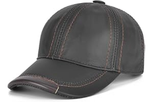 Genuine Leather Baseball Cap, Adjustable Mens Winter Hats and Caps, Men's Top Layer Genuine Cowhide Leather Newsboy Cap