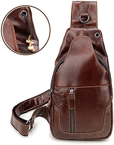 iVotre Cross Body Pack for Men, PU Leather Shoulder Sling Bag, Multi-Pockets, Casual, Large Capacity, Fashionable, Brand New Chest Bag for Teens - Brown