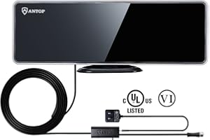 ANTOP AT-202B Flat-Panel Smartpass Amplified TV Antenna HD Indoor Usage with Built-in 4G LTE Filter 40/50 Mile Range Multidir