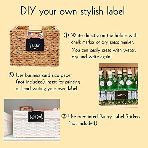 8 Pack Metal Pantry Baskets Labels Clip On for Storage Bins with 2