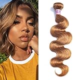 Top Quality Peruvian Virgin Body Wave Weave One Bundle Honey Blonde #27 Human Hair Wefts Pure Color Hair Weaves Deal with Hair Extensions 10 inch