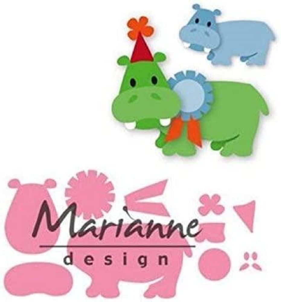 Marianne Design Collectables Eline's Happy Hippo Die, Metal, Pink, 21 x 15.5 x 0.2 cm