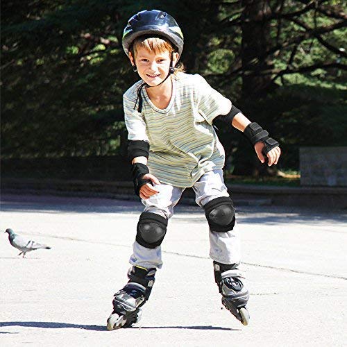 IPSXP Knee Pads Set, Protective Gear for Kid Children Teenager Adult with Knee Elbow Wrist Pads for Rollerblading, Skating, Skateboard, Scooter, Biking, Cycling (30-45 kg)