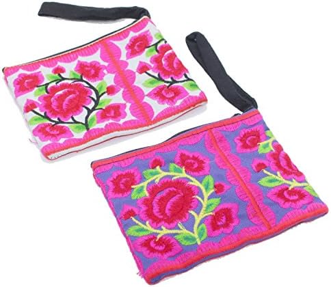 2 Hmong Wallet Bag Hill Tribal Flower Travel Pouch Handmade Chiang Mai North Thailand