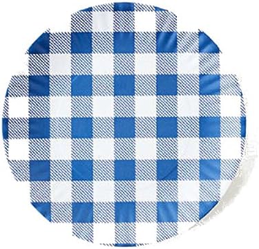 Set of 4 Blue Gingham Paper Plate, Melamine, 7.5"