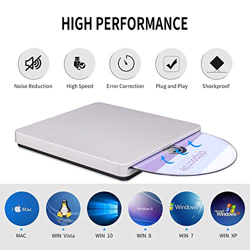 image for MthsTec External CD DVD Drive, Super Slim USB 3.0 Slot-in DVD Burner/W