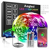 Aogled Ruban LED RGB 30m,Bande Lumineuse LED Bluetooth Dimmable avec Contrôle pa