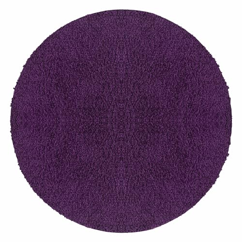 Carpetsale24 Shaggy Hochflor Teppich 200 cm Rund Lila weich flauschig modern einfarbig Perfekt als zentrales Wohnaccessoire für Wohnzimmer Schlafzimme
