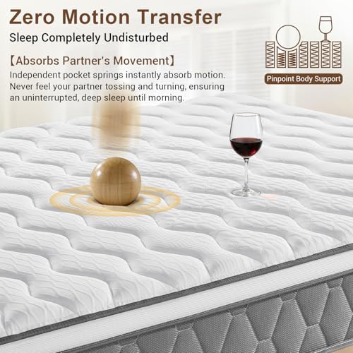 NineLan Orthopaedic Small Single Mattress 2FT6 for Back Pain Relief, 10.6 Inch Hybrid 7-Zone Pocket Sprung Mattress with Cooling Gel Memory Foam & Breathable Knitted Cover, Medium Firm, 75x190x27cm