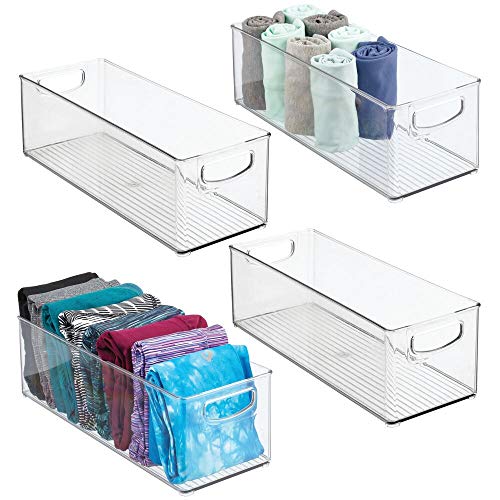 mDesign Plastic Home Closet Organizer Basket Storage Holder Bin with