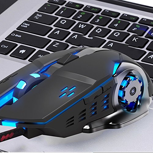Tunable Gaming Mouse,Wired LED Light Optical 1600DPI Gaming Mute Mouse Mice for PUBG (black)