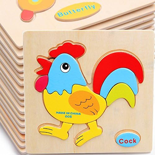 10pcs DIY Cartoon Animal Fruit Design Wooden Jigsaw Puzzle Learning Education Interactive Toy Set For Kids Gift