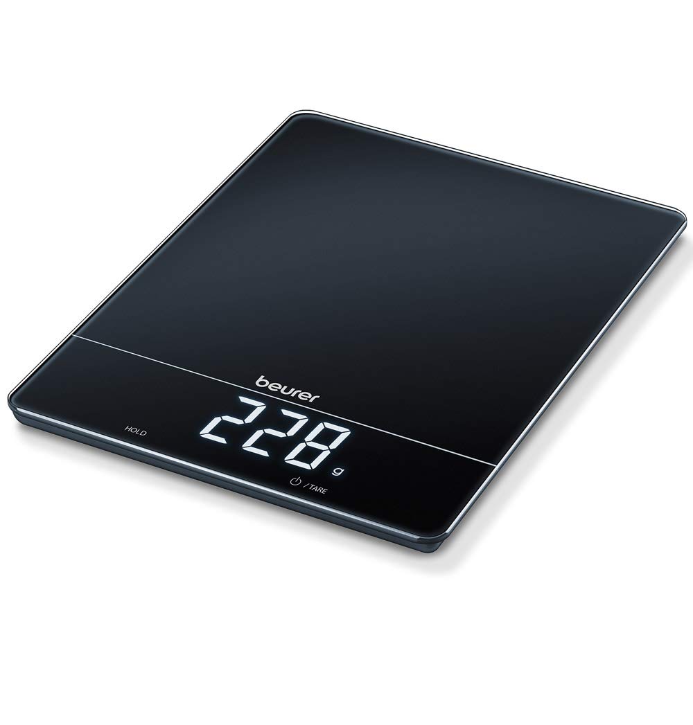 Beurer KS 34 kitchen scale, for precise weighing up to 15 kg, with Tara weighing function and Magic LED display, black
