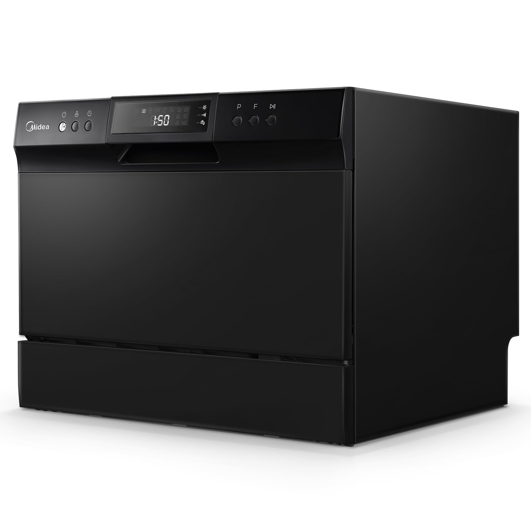 Midea MDC22P1ABB Table-top Countertop, Energy Star Portable Dishwasher, 6 Place Settings & 8 Washing Programs, Speed, Baby-Care, ECO& Glass, Dish Washer for Dorm, RV& Apartment, Black