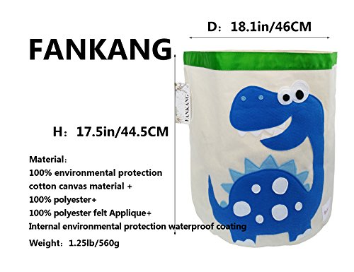 FANKANG Storage Baskets,Collapsible & Convenient Nursery Hamper/Laundry Bin/Toy Collection Organizer for Kid's Room (Animal-Dinosaur) - Thumbnail 2