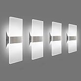 KICAAO Modern Wall Sconces 4 Pack, Led Wall Light 10w, Wall Sconce Up Downlight, Hardwired Acrylic Wall Light Lighting, Suita