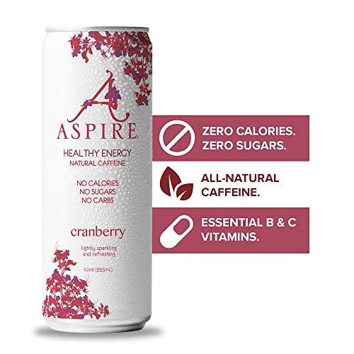ASPIRE Healthy Energy Drink Cranberry, 4 Pack Zero Sugar, Calories
