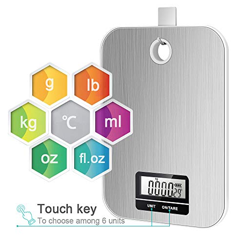 Digital Food Scale Digital Multifunction Kitchen Scale Stainless Steel Platform Weight Scale Ounce Pound Gram Cooking Scale With LCD display With Tare Function (White)