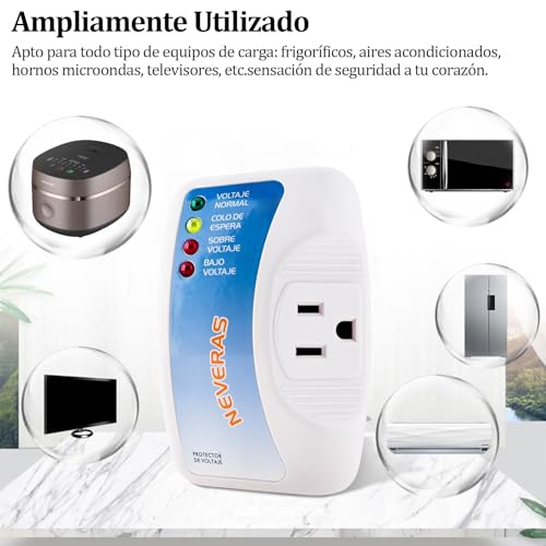 1440W Regulador de Voltaje para Refrigerador, Regulador de Voltaje para Lavadora, Protector de Voltaje para Refrigerador, No Break para Refrigerador, Supresor de Picos de Voltaje para Cocina, AC120V