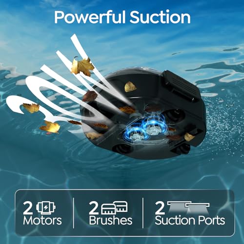 S2 Cordless Pool Vacuum Robot with Strong Suction Motor, Upgraded Filtration, Pool Vacuum for Above-Ground & Flat Pools, Automatic Parking, Raven Black