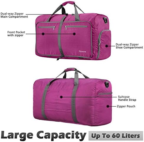 Gonex 60L Packable Travel Duffle Bag Foldable Duffel Bags for Luggage Gym Sports Camping Travelling Cycling Storage Shopping Water & Tear Resistant 3 Gonex 60L Packable Travel Duffle Bag Foldable Duffel Bags for Luggage Gym Sports Camping Travelling Cycling Storage Shopping Water & Tear Resistant
