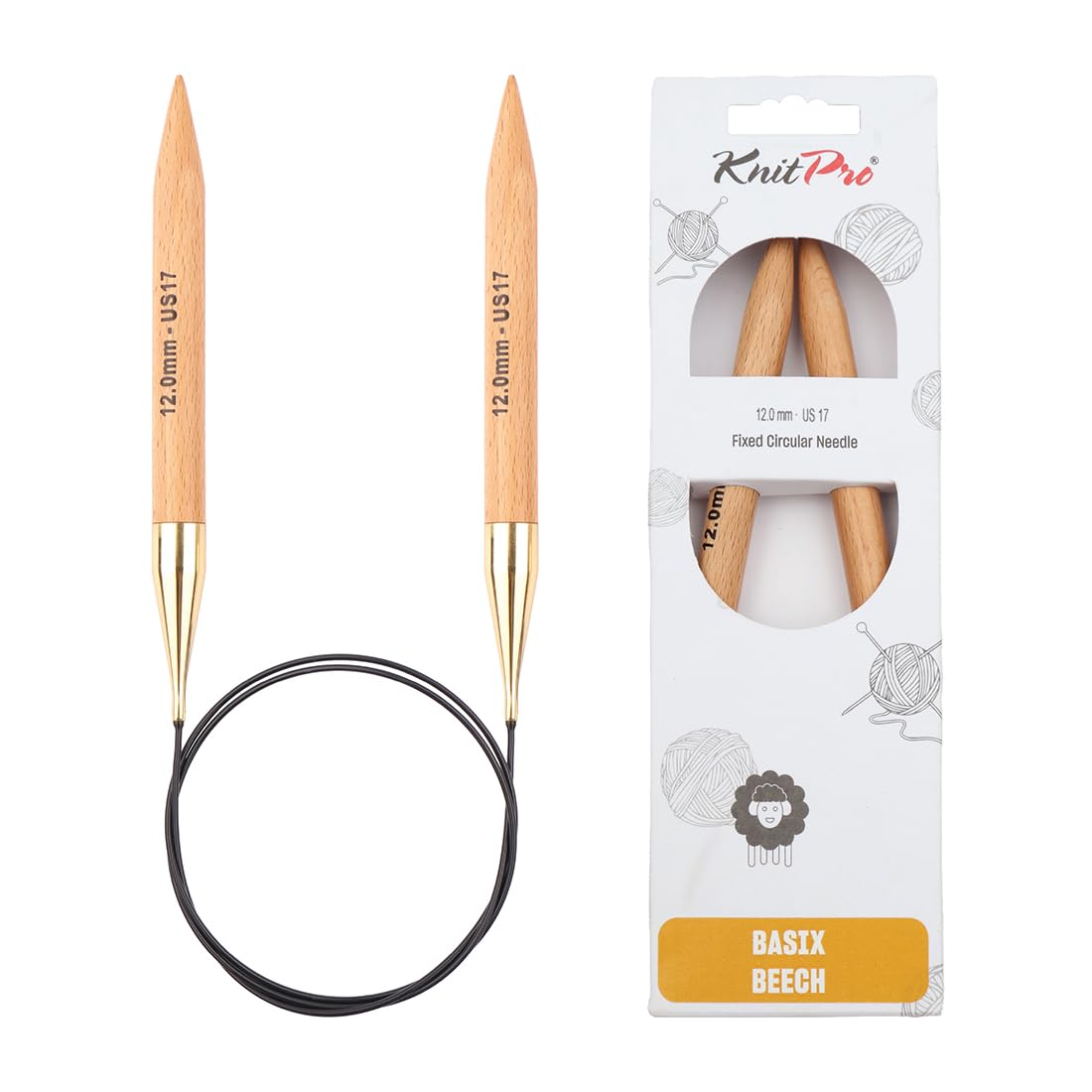 KnitPro Basix Beech Fixed Circular Needles 47" (120cm) | 12.00mm — image 1