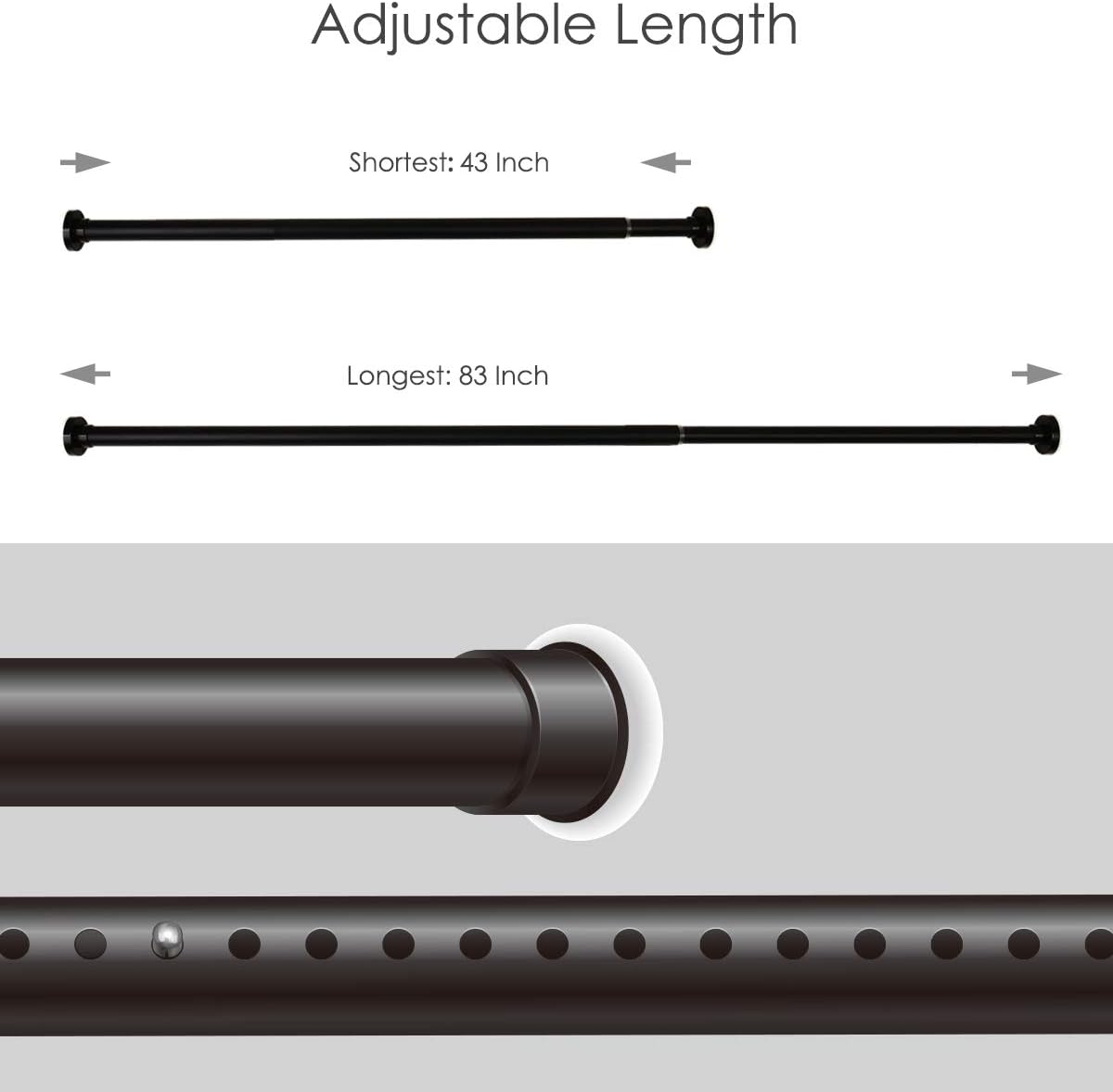 Prodigen Tension Inch 28 43 Black Rod Tension Divider Room Bookshelf Wardrobe Kitchen Bathroom Window Bedroom Balcony Cupboard For Rod Tension Adjustable Drilling Rod No Curtain Spring Tension Rods Window Rods We Take Customers As Our God Www