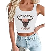YHHR Women's Cowgirl Country Concert Sleeveless Cropped Tank Top Summer Casual Cowboy Shirt Western Graphic Top Cute Outfit