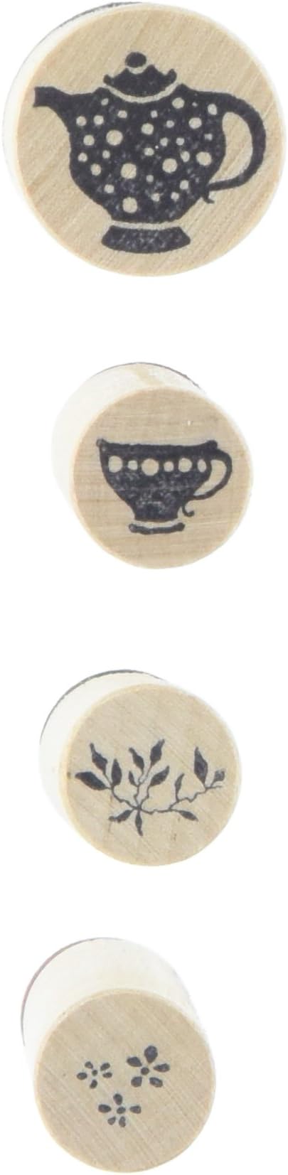 Rubber Stamp Tapestry SHO20027 4-Piece Mounted Rubber Stamp Set, Spot of Tea
