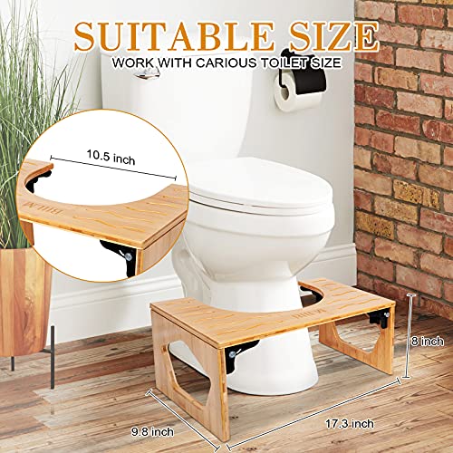 Squatting Toilet Stool, Bamboo 8 Inch Toilet Potty Stool, Foldable