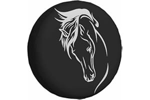 MIYASANG Horse Outline Spare Tire Cover Abstract Design Animal Silhouette Contour Black Weatherproof Universal Wheel Protectors Camper Tire Covers for Trailer Rv Travel(17 inch)