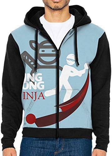 Man Ping Pong Ninja Hoody Leisure Jacket Dress With Kangaroo Pocket Front Zipper