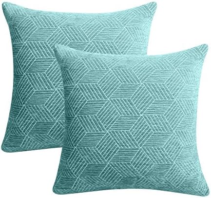 MRNIU Set of 2 Throw Pillow Covers Coastal Cushions Cotton Home Decorative 20 x 20 inch Soft Pillow Case Covers Invisible Zipper Pillow Case No Pillow Insert Furniture Cushions 02 (sea Green-1)