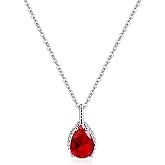 Desnuage Teardrop Pendant Necklace for Women - Sterling Silver Birthstone Crystal Necklace Gift