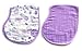LAT 2 pack reversible cotton muslin burp cloths, Super Absorbent burpy bib (Purple)