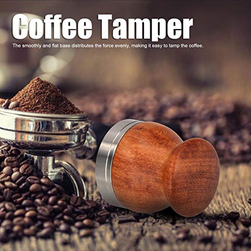 Tamper per espresso, pressino per caffè piatto in acciaio inossidabile Manico in legno Pressa per polvere Martello… - immagine 6