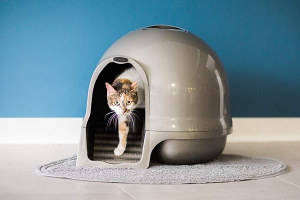 PETMATE BOODA CLEAN STEP CAT LITTER BOX DOME (MADE IN THE USA WITH 95% RECYCLED MATERIALS)- PEARL WHITE, MADE IN USA