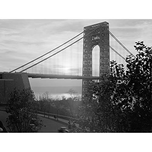 Artery8 New York George Washington Bridge Hazy Vintage Photo Art Print Canvas Premium Wall Decor Poster Mural