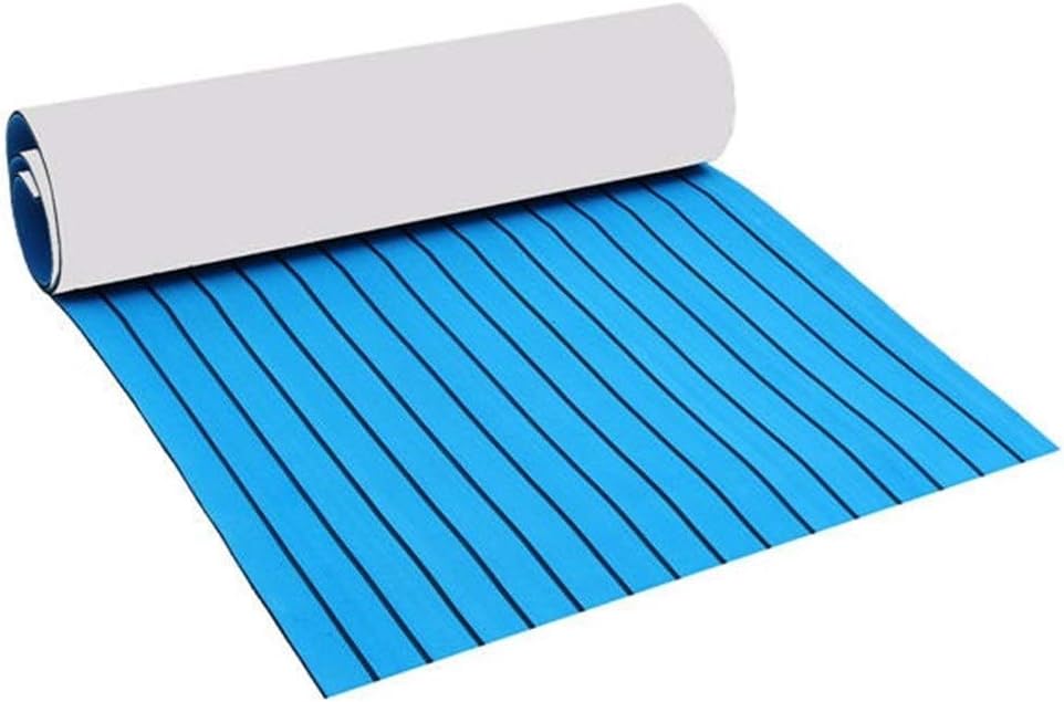 Yunchengyunxiangtong With Black Lines Boat Flooring Faux Teak Decking Sheet Pad 240x90cm EVA Foam 5/6mm Blue soft