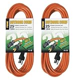 Prime Wire & Cable EC501625 25-Foot 16/3 SJTW Medium Duty Extension Cord, Orange, 2 Pack