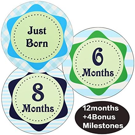 Baby Monthly Stickers - Great Shower Gift or Scrapbook Photo Keepsake for Boys &amp; Girls (BOY)