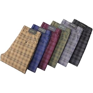 Men's Plaid Straight Fit Dress Pants Business Casual Daily Wear
