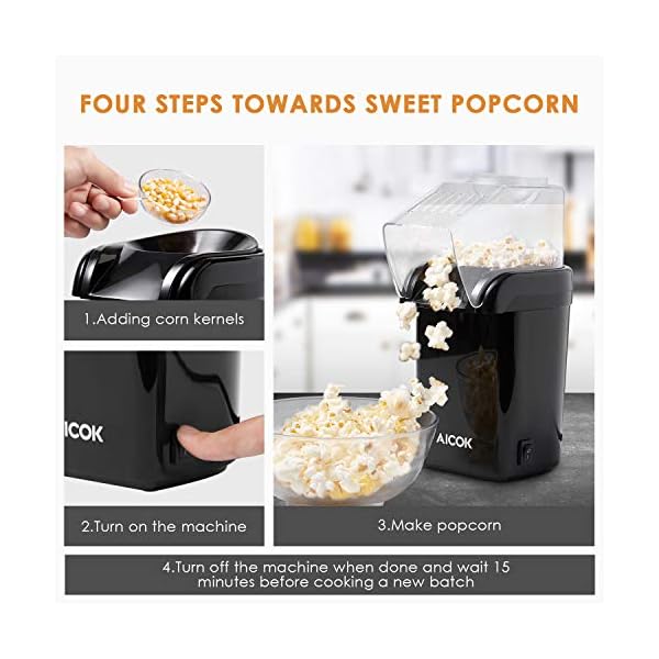Hot-Air-Popcorn-Maker-Aicok-1200W-Retro-Popcorn-Machine-Healthy-and-Fat-Free-Popcorn-Popper-Measuring-Cup-Removable-Lid Hot Air Popcorn Maker, Aicok 1200W Retro Popcorn Machine, Healthy and Fat-Free Popcorn Popper, Measuring Cup, Removable Lid