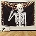 MARTINE MALL Rock and Roll Skull Tapestries, Funny Skull Human Skeleton Tapestry Wall Hanging for Room Decoration, Black and White Wall Art Tapestry (59.1