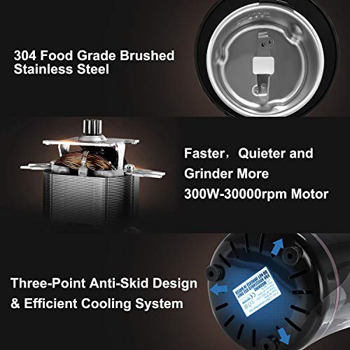 5 Coffee+Grinder+Stainless+Blade+Noiseless+Operation