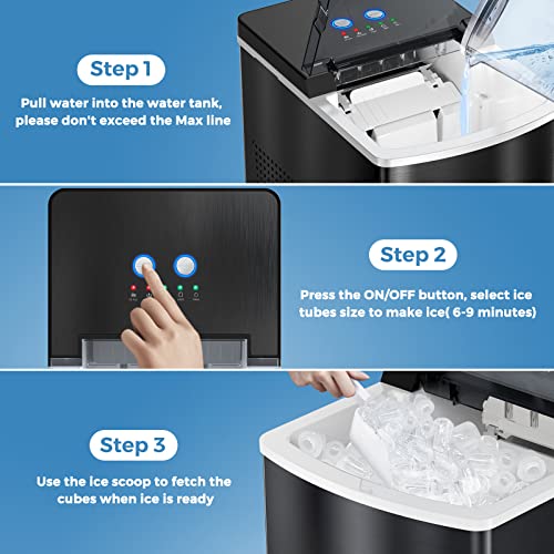 Ice Maker Machine for Countertop, Freezimer 33 lbs/24Hrs, 9 Cubes Ready